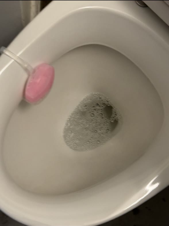 Toiletkumme rengjort efter rengøring